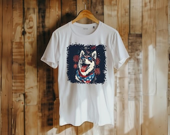 Schor Patriottische 4 Juli T-shirt | Vrijheidspoten Husky | Amerikaanse hond | Onafhankelijkheidsdag shirt | Patriottische hond | Cadeau voor hondenliefhebbers