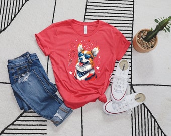 Camiseta Freedom Paws Corgi / Camisa de perro americano / Camisa del Día de la Independencia / Perro Patriótico / Camisa del 4 de julio / Regalo para los amantes de los perros / EE.UU.
