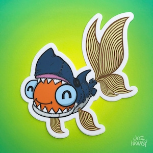 Sticker cosplay requin poisson rouge