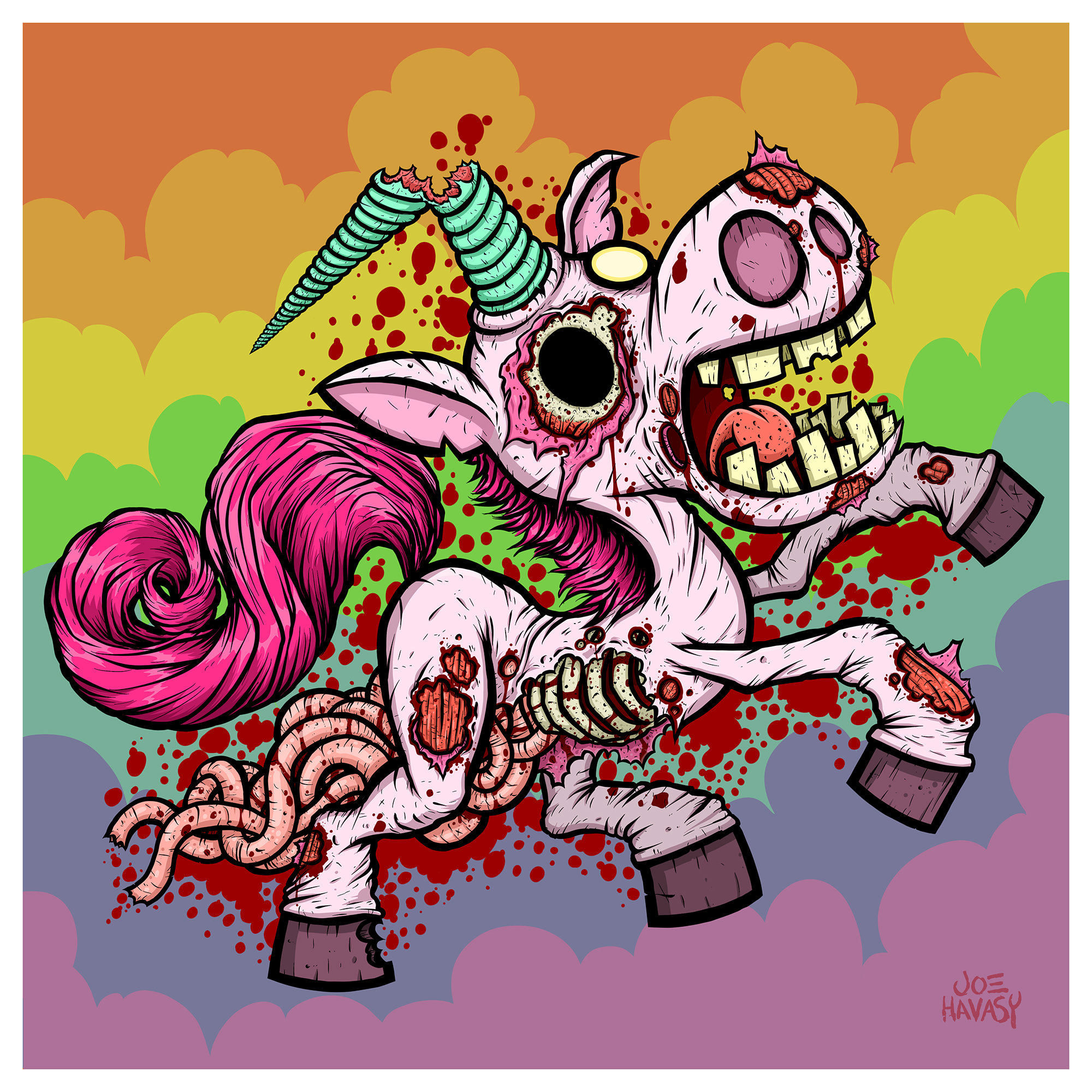 Zombie Unicorn Print Various Sizes - Etsy