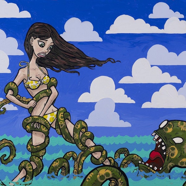The Croctopus Strikes Archival Poster Sized Print