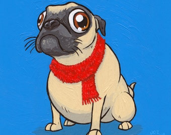 Pug with a Scarf  print