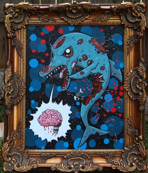 絵画 BLU/ZONE/2024 Zombie Dolphin Original Painting - Etsy