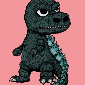 Mini Godzilla giclee print