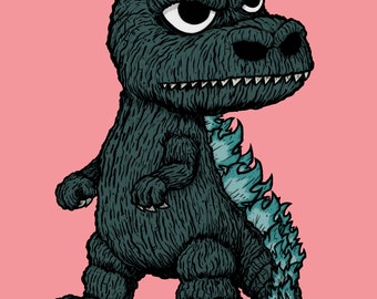 Mini Godzilla giclee print