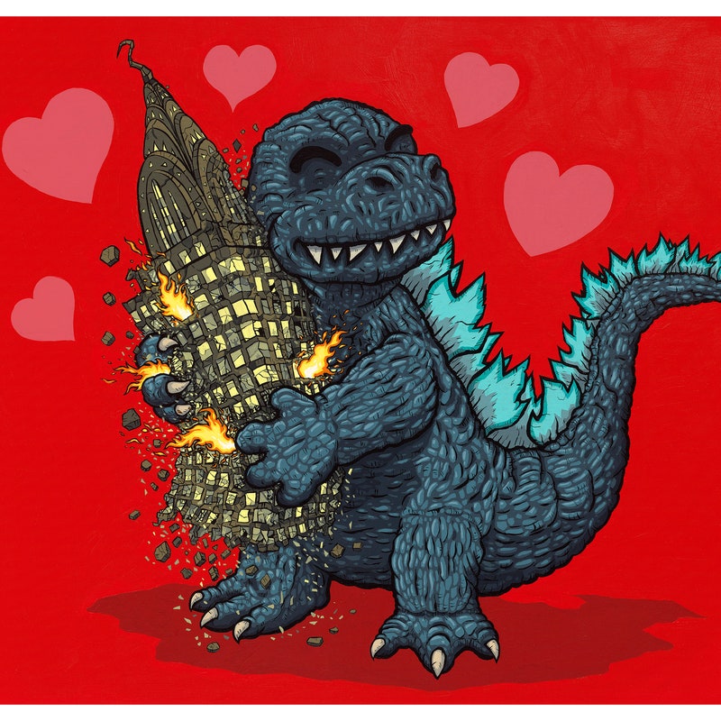 Godzilla Valentines Cards Etsy