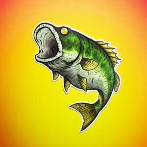 Large Mouth Bass Sticker or Magnet - Perfect for Cars!