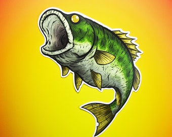 Large Mouth Bass Sticker or Magnet - Perfect for Cars!