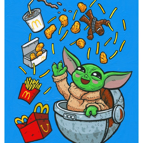 Grogu Loves Nuggies 8x10 Archival Print