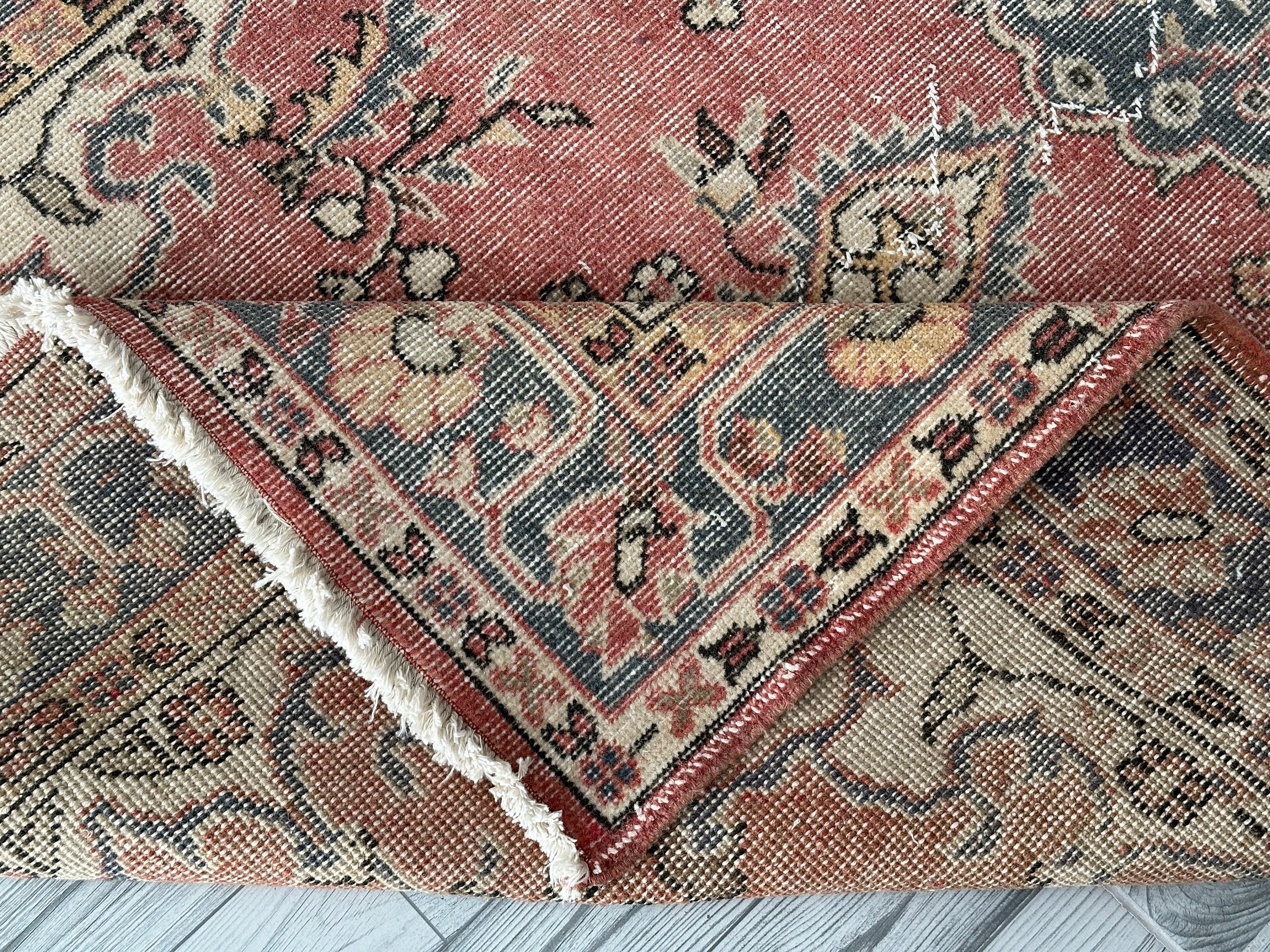 4x8 Red Blue Beige Green Oushak Rug, 4x8 Turkish Rug, Vintage Living Room Bedroom Kitchen Kids Entryway Wool Rug, Home Decor, 3.8x7.5 Ft