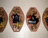 Set of Four Large Mid Century Ceramic Kitchen Plaques