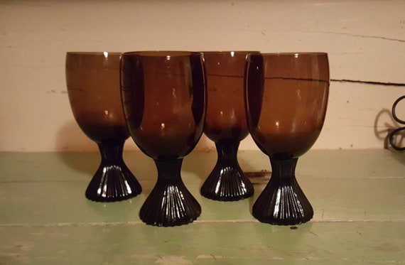 Four Nutmeg Brown Wine Glasses by Lenox Vintage Lenox? Stemless Wine Glasses