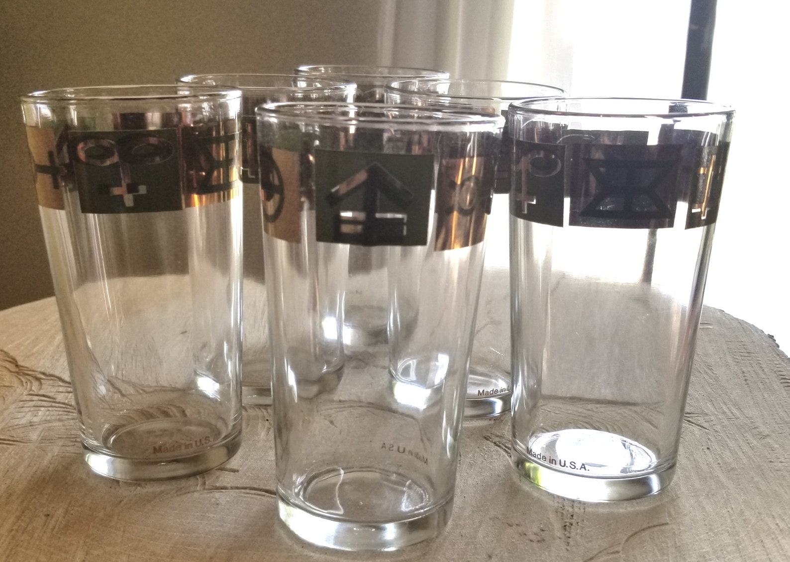 Culver Retro Bar Glasses Set of Six Green and Gold 10 Oz Etsy