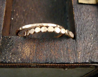 Hammered 14k Gold Fill Stacking Rings – Delicate Dot Bead Band Set