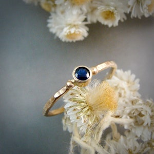 Petite Sapphire 14k Gold Ring: Handmade September Birthstone