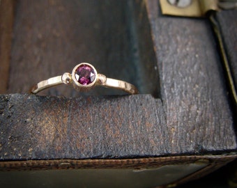 tiny tourmaline ... solid 14k gold and tourmaline stack ring, gifts for her