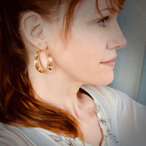 Medium Saddle Hoop Earrings – 14k Gold Filled Concave Hoops, Chunky Lightweight Hoops, 1 1/2 inch Gold Hoops, Gift for Her,  Siren Jewels