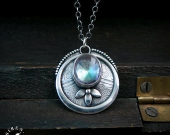 Unique Mystic Quartz Sterling Silver Pendant - Silversmith Boho Artisan Jewelry Gifts For Her