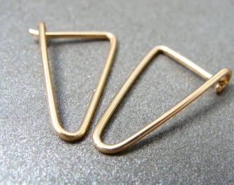 Small 14k Gold Filled Triangle Hoop Earrings – Minimalist Geometric Hoops, Handmade jewelry