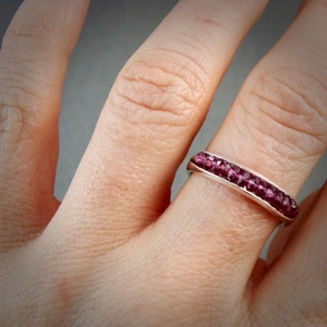 Handmade Rhodolite Garnet Sterling Silver Stacking Ring