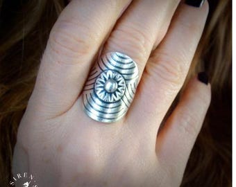Sterling Silver Mandala Ring – Artisan Boho Jewelry Gift For Her "Shield Maiden Ring"