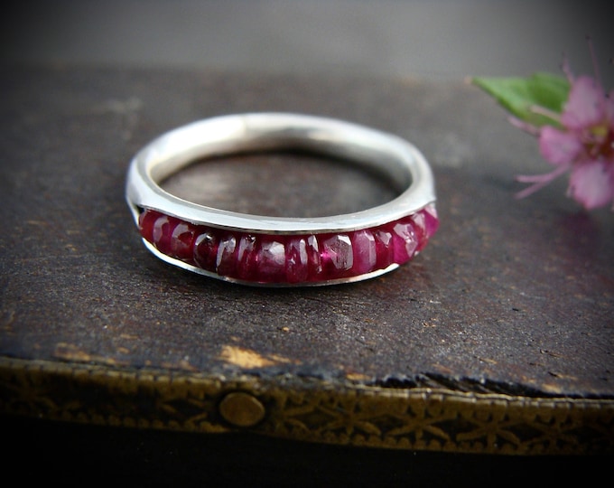 ruby stacking ring... July birthstone ring, gemstone stack ring, ruby ring, birthstone rings, handmade ring, sterling stacking ring