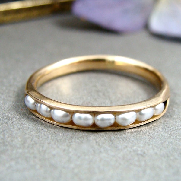 petite pearl stack ring ... 14k gold fill