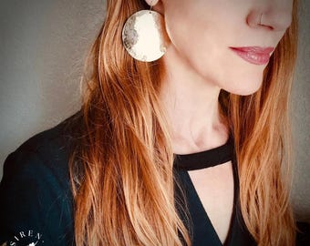 14k Gold-Filled Hammered Disc Earrings, Artisan Statement Drops, Modern Minimalist Jewelry