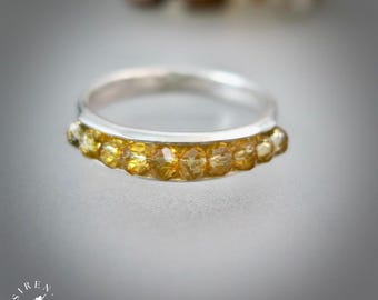 Sterling Silver Citrine Stacking Ring – Dainty Gemstone Band, November Birthstone Ring, Minimalist Jewelry