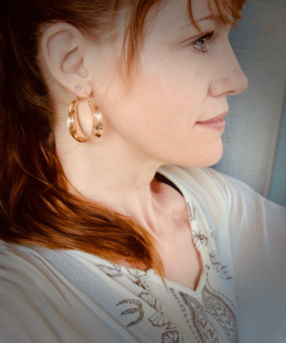 Medium Saddle Hoop Earrings – 14k Gold Filled Concave Hoops, Chunky Lightweight Hoops, 1 1/2 inch Gold Hoops, Gift for Her,  Siren Jewels