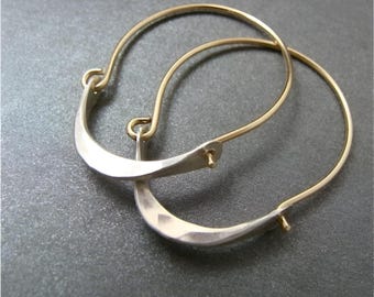 Handmade Mixed Metal Hoop Earrings – 14k Gold Filled & Sterling Silver