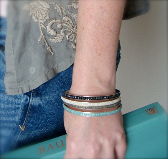 Sterling silver apatite gemstone stackable bangle, Gifts for her, Channel bangle, handmade 925 gemstone bangle, Siren jewels