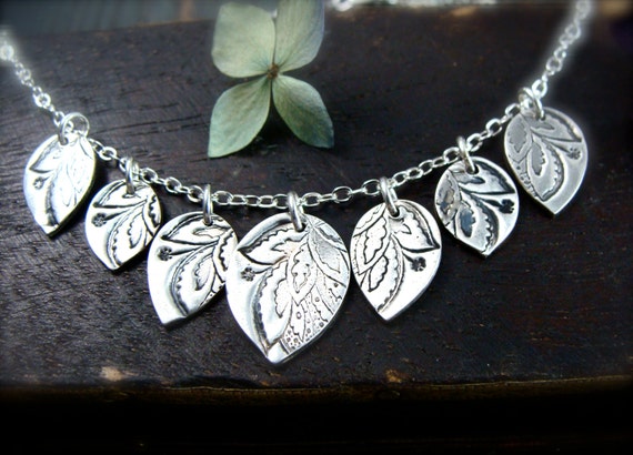 Gypsy petal leaf necklace sterling silver, Petal necklace, Leaf necklace for women, Botanical jewelry, Handmade jewelry, Gifts for her