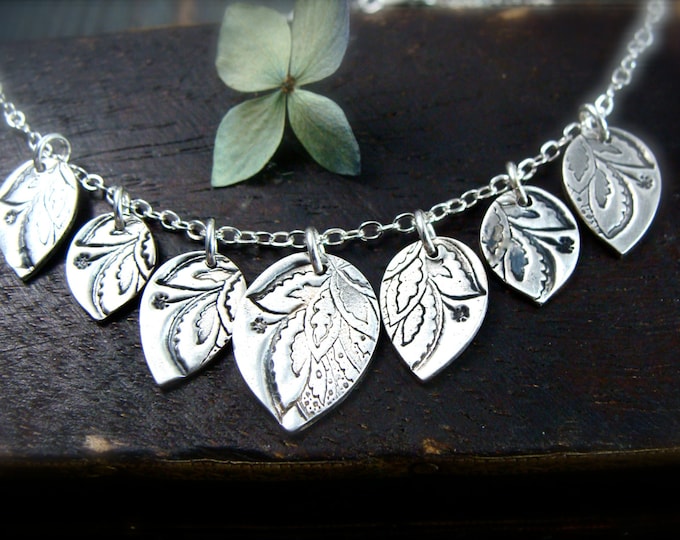 gypsy petal ... leaf necklace sterling silver, petal necklace, leaf necklace for women, botanical jewelry, handmade jewelry, gifts for her