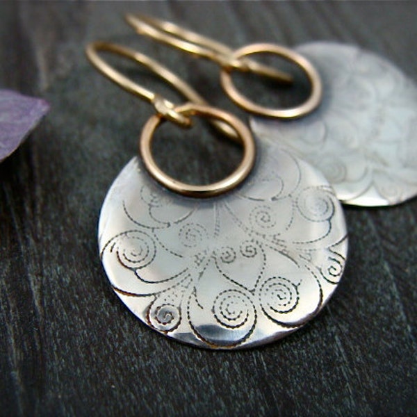 printed moon ... mixed metal earrings