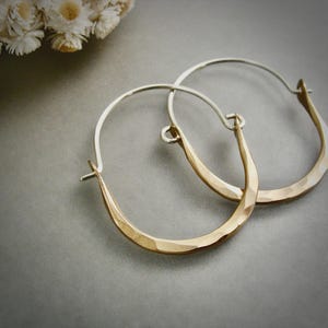 Handmade Hammered Hoop Earrings ~ Large ~ Rose Gold main image 1