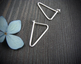 Sterling Silver Triangle Hoop Earrings – Geometric Minimalist Hoops, Modern Silversmith Jewelry