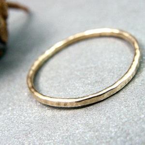Petite solid 14k gold stack ring, 1 mm hammered gold, Gifts for her, Gold stacking ring, Solid gold stacking ring, Delicate jewelry