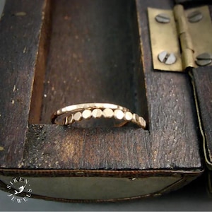 Hammered 14k Gold Fill Stacking Rings – Delicate Dot Bead Band Set