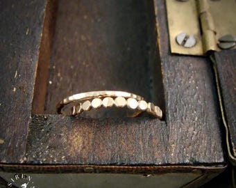 Hammered 14k Gold Fill Stacking Rings – Delicate Dot Bead Band Set