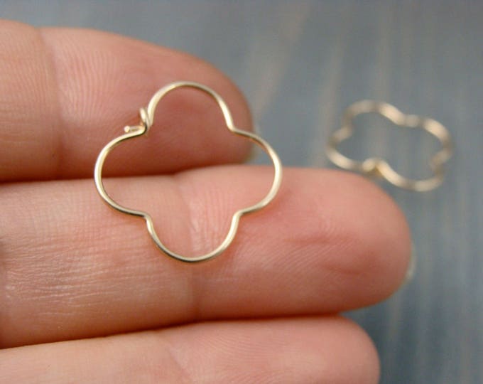 mini golden gothic hoops, small gold hoops, clover hoops, gifts for her