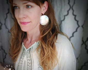 Hammered Sterling Silver Disc Earrings – 2 inch Full Moon Statement Hoops, Handcrafted Artisan Jewelry.