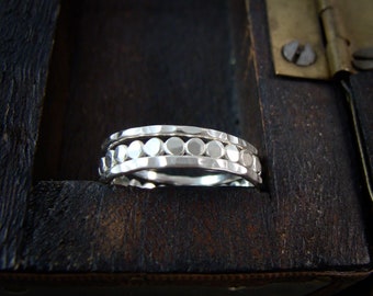 Hammered Sterling Silver Stacking Ring Set – Handmade Bead Bands