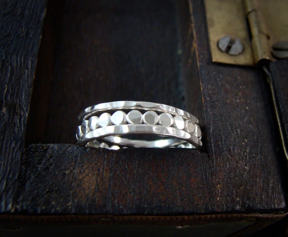 Sterling stacking rings set, Hammered stack rings, Thin silver rings, Gifts for her, Siren jewels "Power of three"