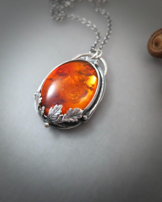Unique Jewelry, Amber Sterling 925 Pendant, Amber Necklace Gifts For Her, Boho Style by Siren Jewels