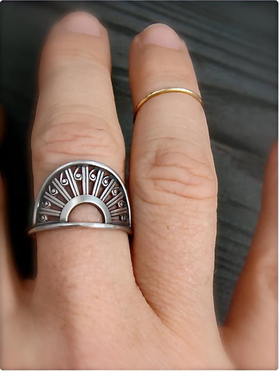 Delicate art deco style sterling silver stacking ring, Handmade boho inspired ring, Siren jewels, Unique 925 ring, Gifts for her "Deco ring"