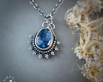 Kyanite & Sterling Silver Pendant, Delicate Gothic Style Jewelry Gifts For Her