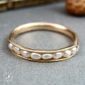 Handcrafted 14k Gold & Rice Pearl Ring - Petite Modern Stacking Band