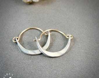 Mixed Metal Mini Hoop Earrings – Gold Filled & Sterling Silver, Handmade Minimalist Hoops, Basket Earring