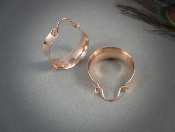 Chunky lightweight 14k rose gold fill hoops, Wide handmade hoops, Gifts for her, Rose gold earrings, Siren jewels, Gifts for her